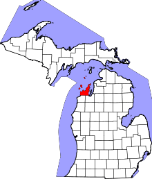 State map highlighting Leelanau County