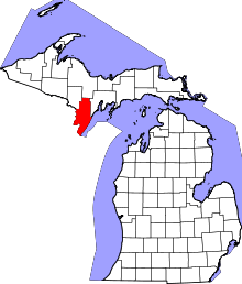 State map highlighting Menominee County