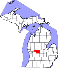 State map highlighting Montcalm County