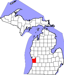 State map highlighting Ottawa County