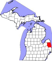 State map highlighting Sanilac County