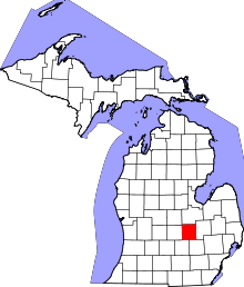 State map highlighting Shiawassee County