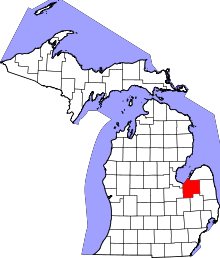 State map highlighting Tuscola County