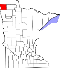 Map of Minnesota highlighting Kittson County