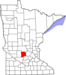 State map highlighting Meeker County