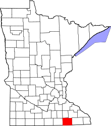 State map highlighting Mower County