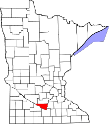 State map highlighting Nicollet County