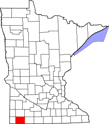 State map highlighting Nobles County