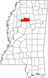 Map of Mississippi highlighting Grenada County