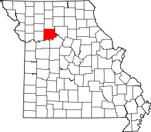 Map of Missouri highlighting Carroll County