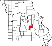 Map of Missouri highlighting Phelps County