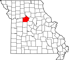 Map of Missouri highlighting Saline County