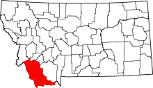 Map of Montana highlighting Beaverhead County