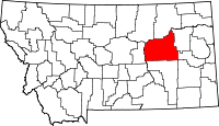 Map of Montana highlighting Garfield County