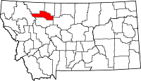 State map highlighting Pondera County