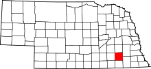 Map of Nebraska highlighting Saline County