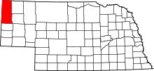 Map of Nebraska highlighting Sioux County