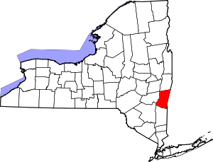 Map of New York highlighting Columbia County