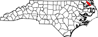 Map of North Carolina highlighting Pasquotank County