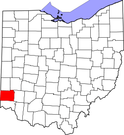 Map of Ohio highlighting Butler County