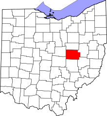 Map of Ohio highlighting Coshocton County