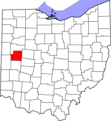 Map of Ohio highlighting Shelby County