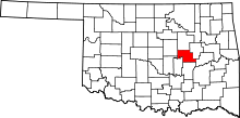 Map of Oklahoma highlighting Okfuskee County