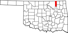 Map of Oklahoma highlighting Washington County