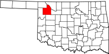 Map of Oklahoma highlighting Woodward County