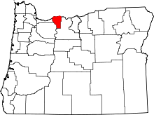 State map highlighting Hood River County