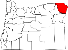 State map highlighting Wallowa County