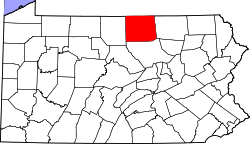 State map highlighting Tioga County