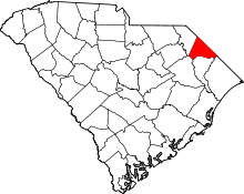 Map of South Carolina highlighting Dillon County