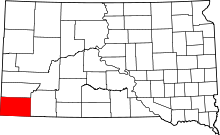 State map highlighting Fall River County