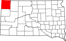 State map highlighting Harding County