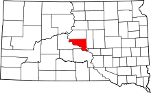 State map highlighting Hughes County