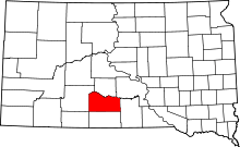 Map of South Dakota highlighting Mellette County