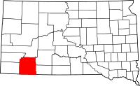 State map highlighting Oglala Lakota County