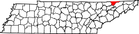 Map of Tennessee highlighting Hancock County