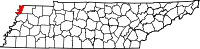 Map of Tennessee highlighting Lake County