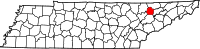 Map of Tennessee highlighting Union County