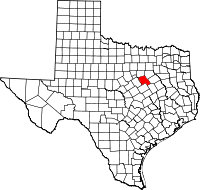 Map of Texas highlighting Hill County