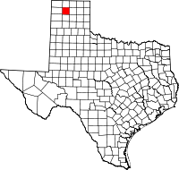 Map of Texas highlighting Moore County