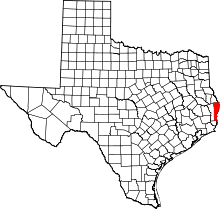 Map of Texas highlighting Newton County