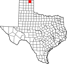 State map highlighting Ochiltree County