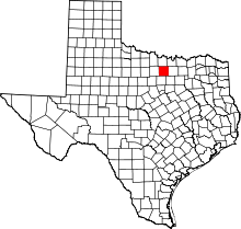 Map of Texas highlighting Wise County