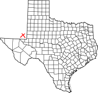 Map of Texas highlighting Worth County