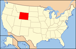 Map of the United States highlighting Wyoming