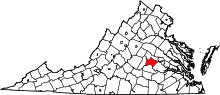 State map highlighting Powhatan County