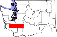 Map of Washington highlighting Lewis County